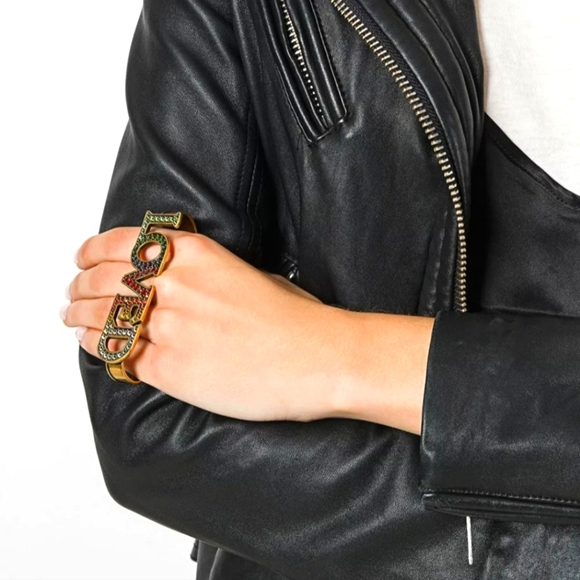 Gucci Jewelry - New GUCCI Palm Cuff Rainbow 🌈 Crystals "Loved"